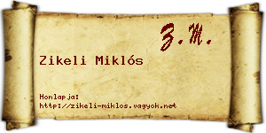 Zikeli Miklós névjegykártya